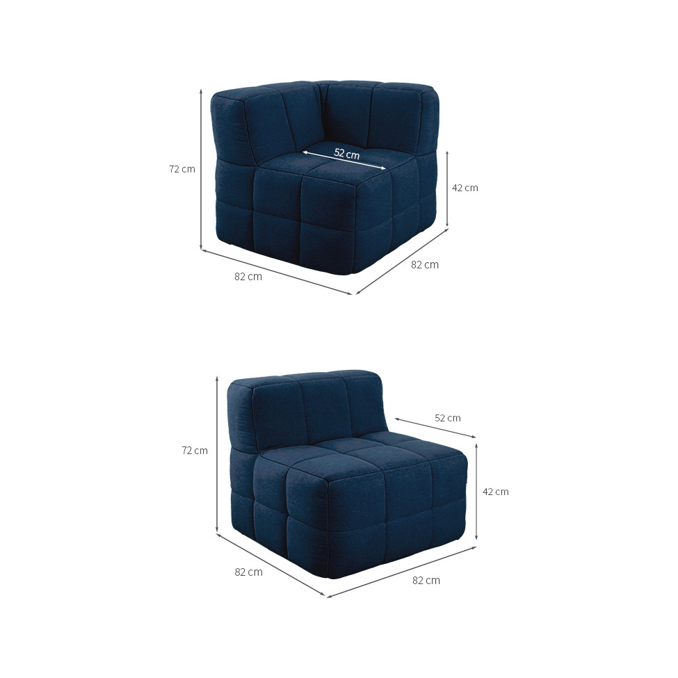 Sofá Guldi Popup com 2 Módulos Canto e Central Linho Azul