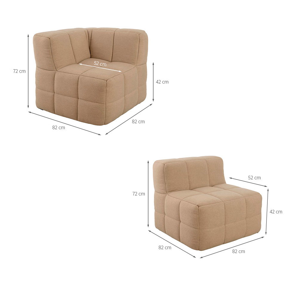 Sofá Guldi Popup com 2 Módulos Canto e Central Linho Bege