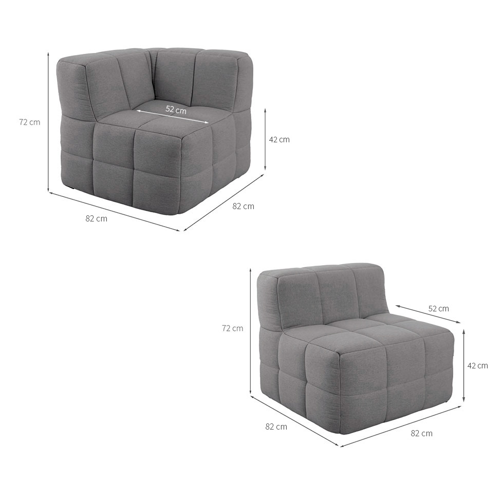 Sofá Guldi Popup com 2 Módulos Canto e Central Linho Cinza