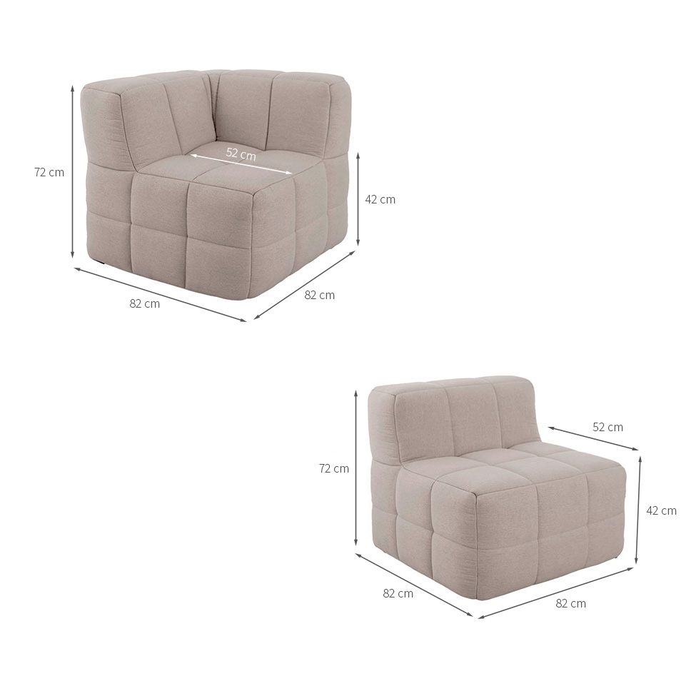 Sofá Guldi Popup com 2 Módulos Canto e Central Linho Cru