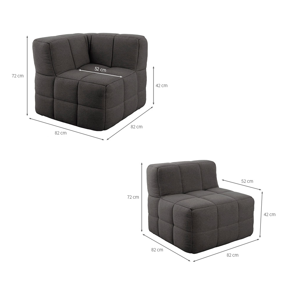 Sofá Guldi Popup com 2 Módulos Canto e Central Linho Grafite