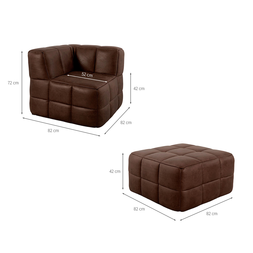 Sofá Guldi Popup com 2 Módulos Canto e Puff Corino Café