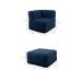 Sofá Guldi Popup com 2 Módulos Canto e Puff Linho Azul