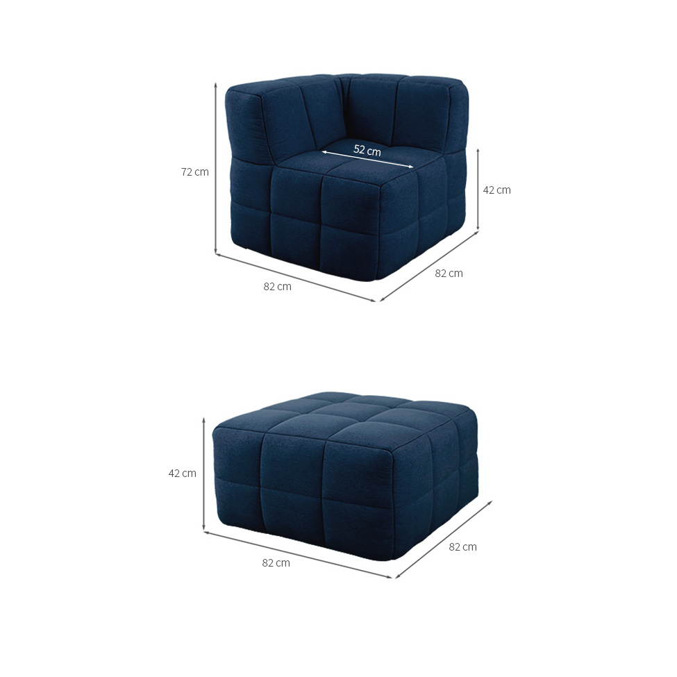 Sofá Guldi Popup com 2 Módulos Canto e Puff Linho Azul