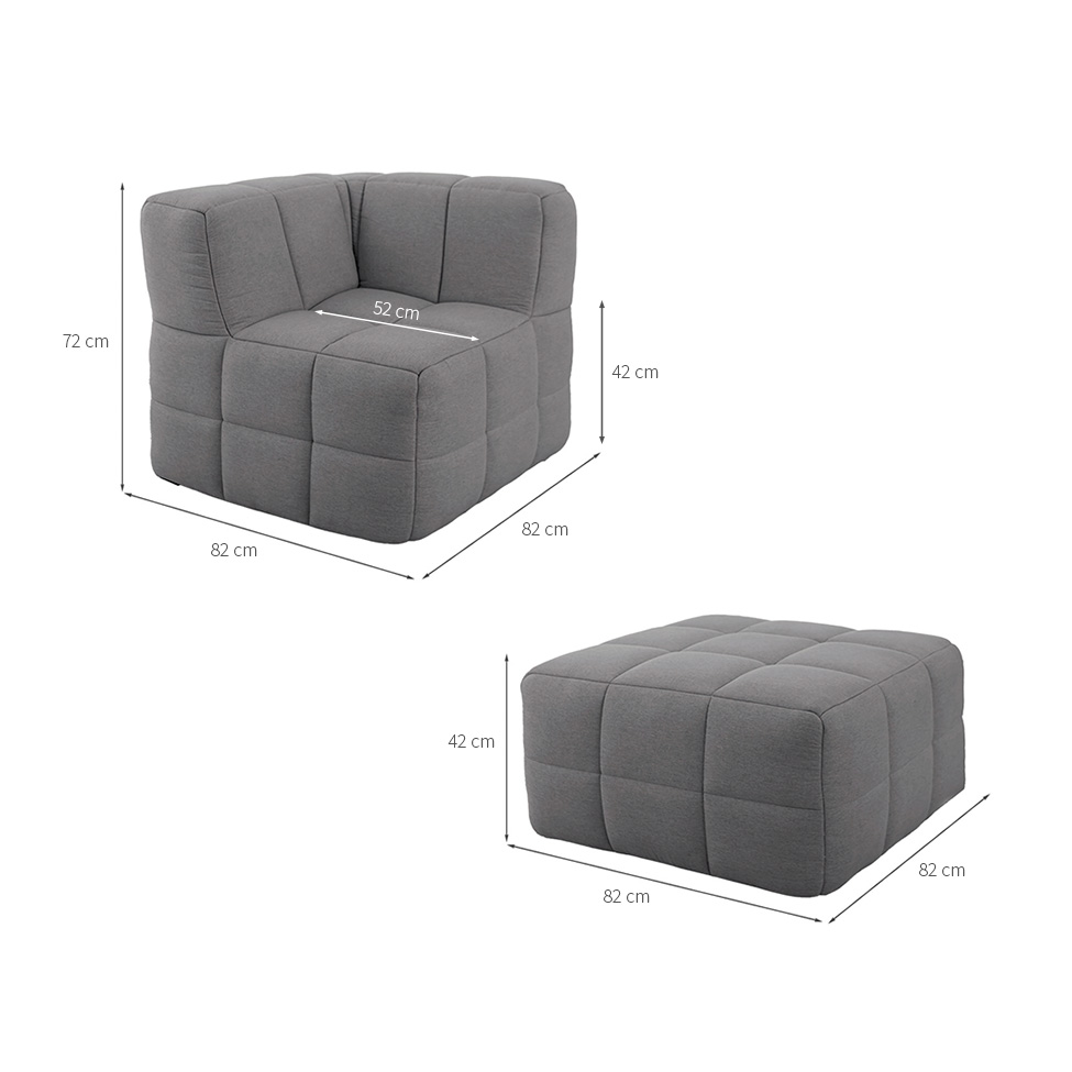 Sofá Guldi Popup com 2 Módulos Canto e Puff Linho Cinza