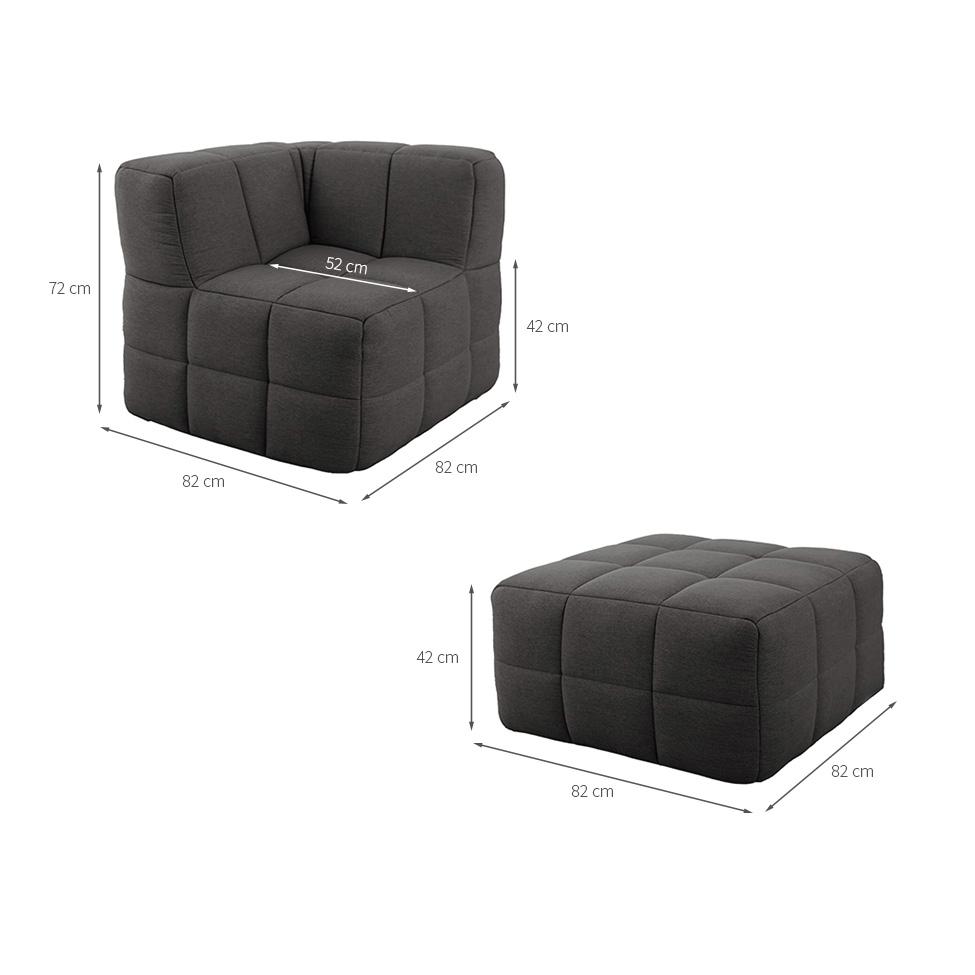 Sofá Guldi Popup com 2 Módulos Canto e Puff Linho Grafite