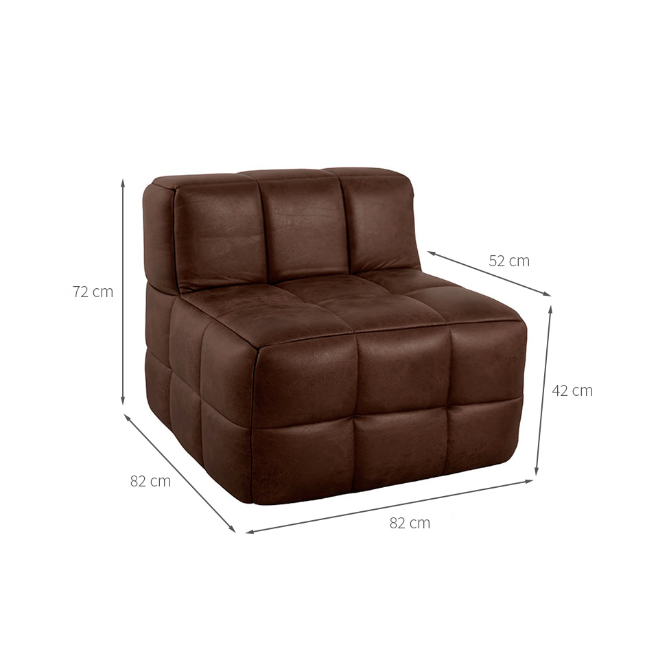 Sofá Guldi Popup com 2 Módulos Centrais Corino Café