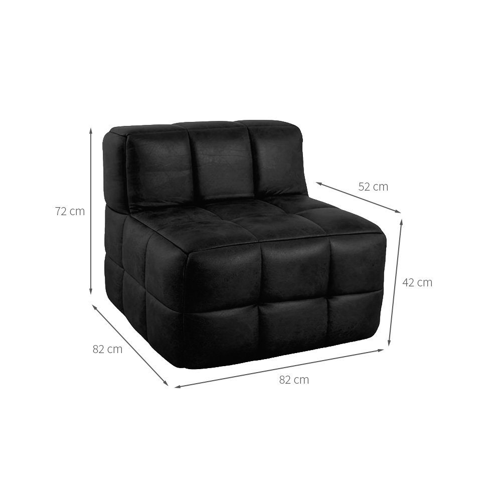 Sofá Guldi Popup com 2 Módulos Centrais Corino Preto