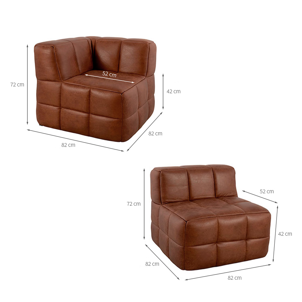 Sofá Guldi Popup com 2 Módulos Centrais e Canto Corino Caramelo