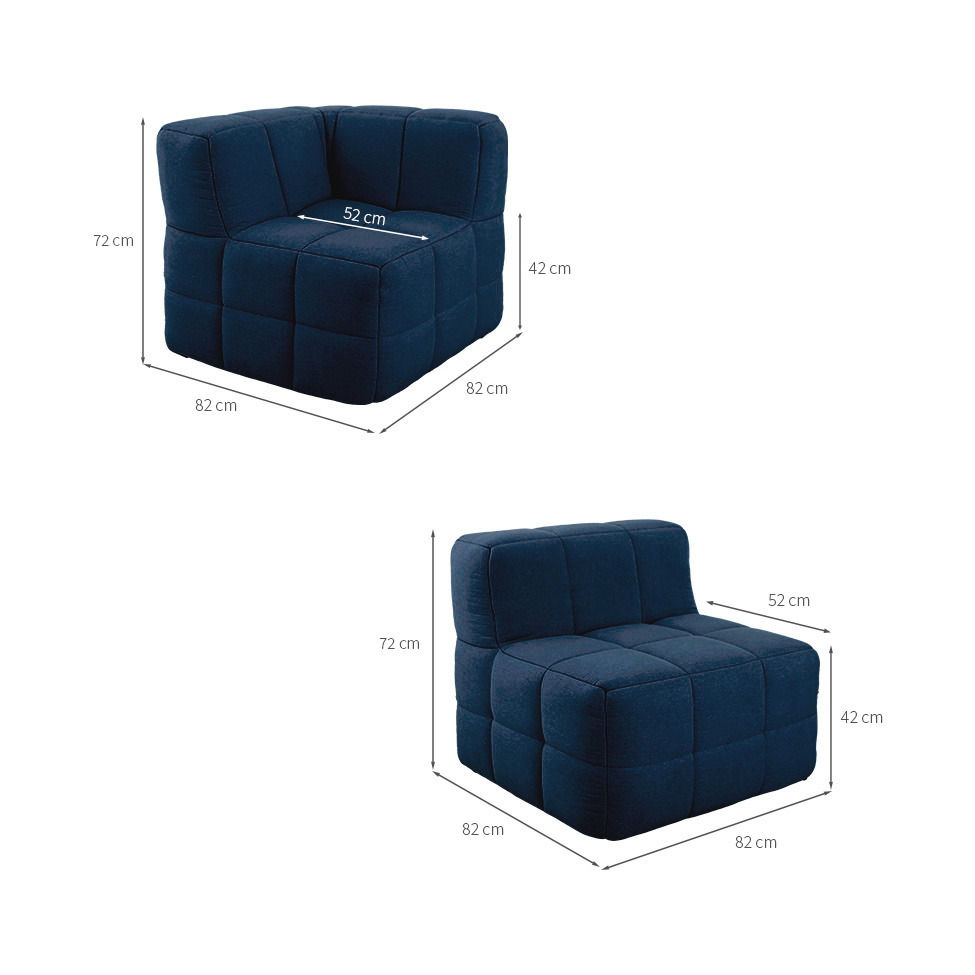 Sofá Guldi Popup com 2 Módulos Centrais e Canto Linho Azul