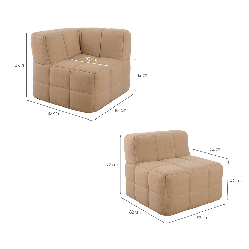 Sofá Guldi Popup com 2 Módulos Centrais e Canto Linho Bege