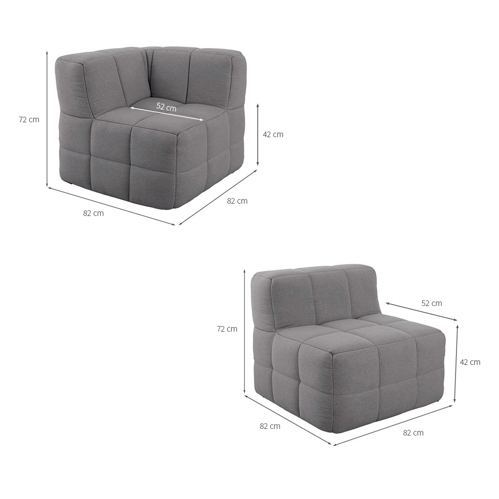 Sofá Guldi Popup com 2 Módulos Centrais e Canto Linho Cinza