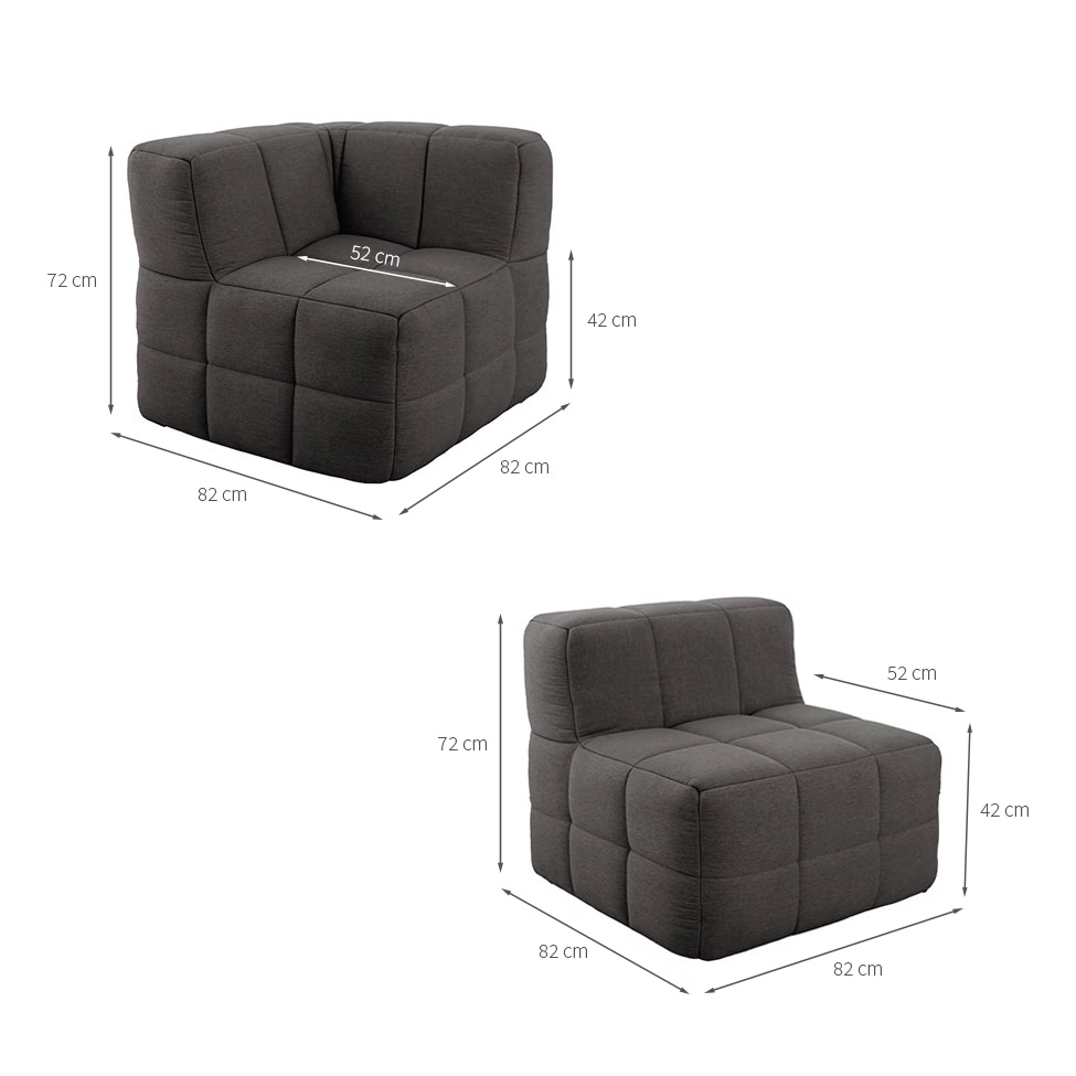 Sofá Guldi Popup com 2 Módulos Centrais e Canto Linho Grafite