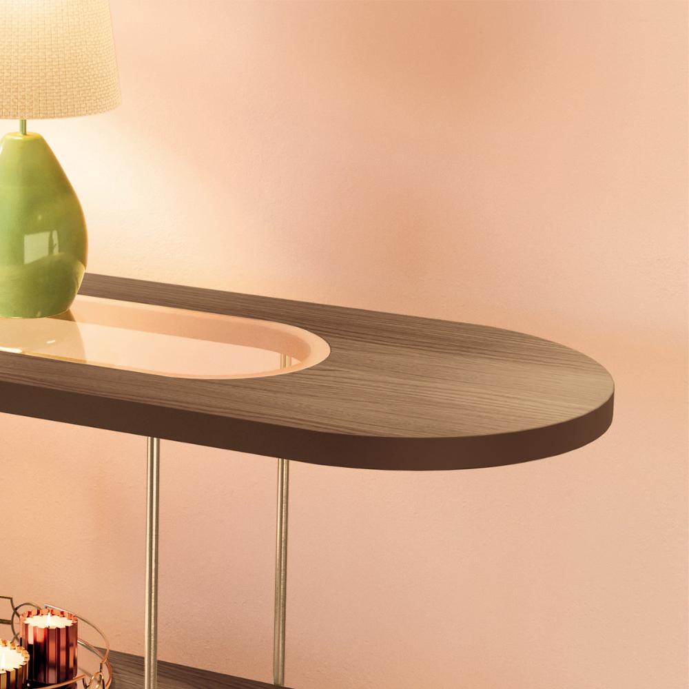 Aparador Buffet Infinity com Pés em Aço e Detalhe em Vidro Castanho