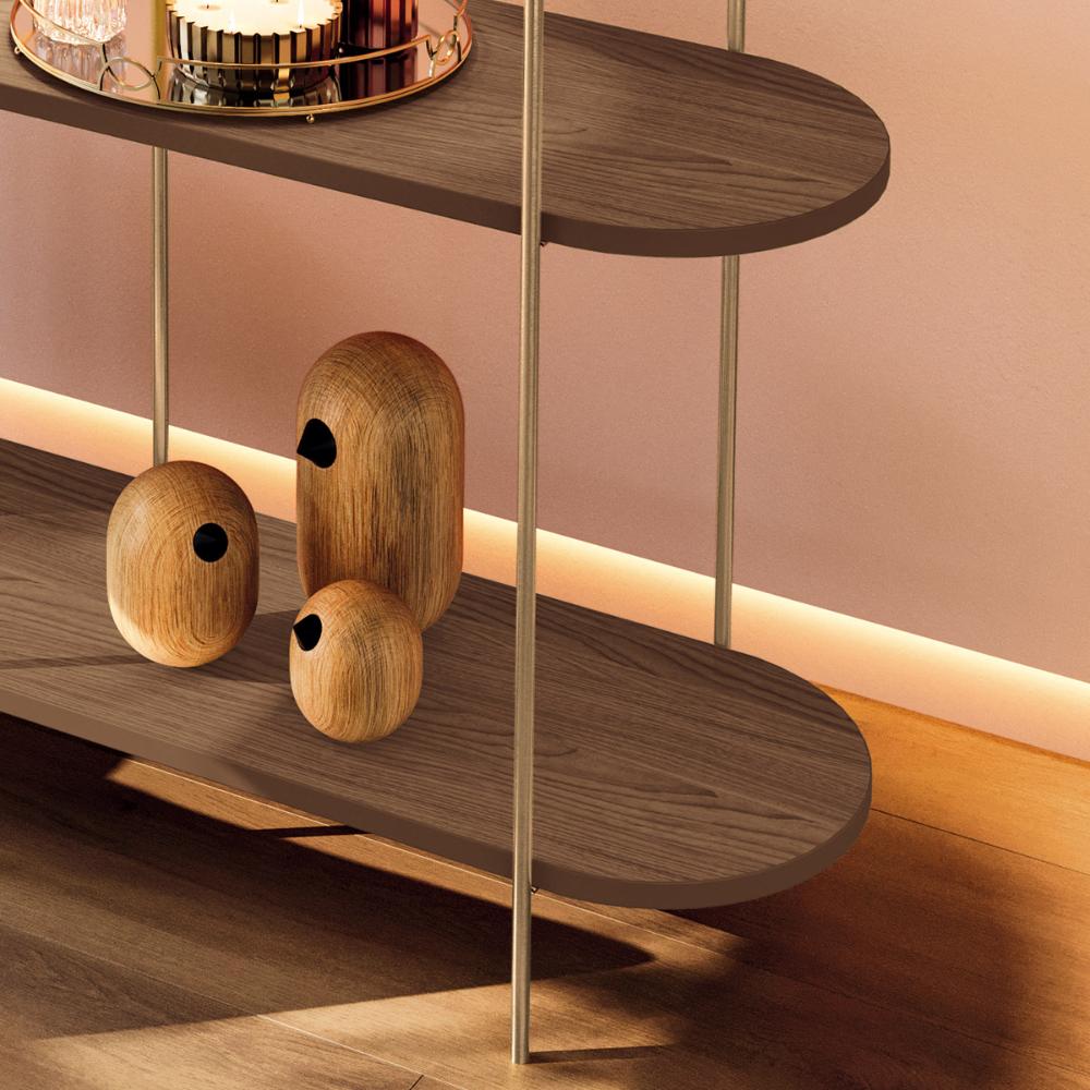 Aparador Buffet Infinity com Pés em Aço e Detalhe em Vidro Castanho