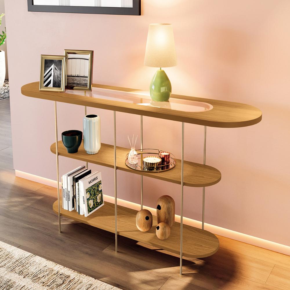 Aparador Buffet Infinity com Pés em Aço e Detalhe em Vidro Cinamomo