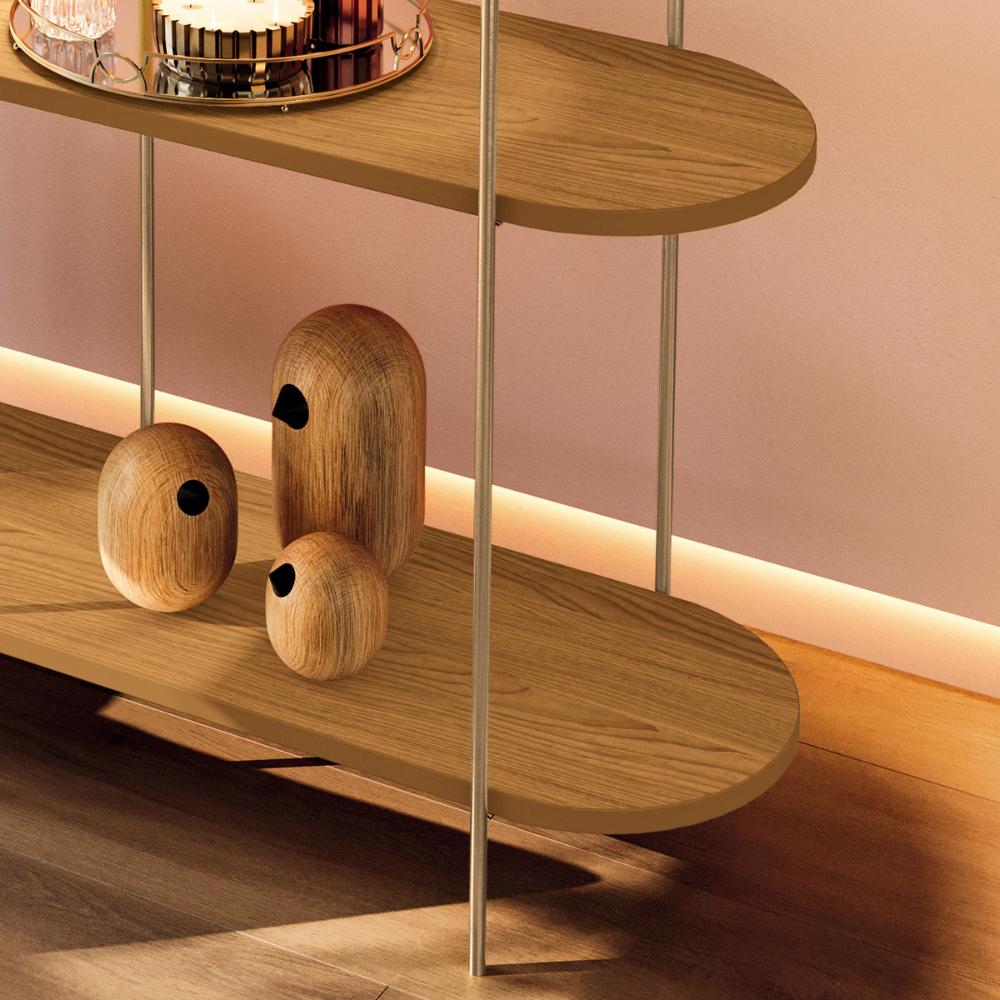 Aparador Buffet Infinity com Pés em Aço e Detalhe em Vidro Cinamomo