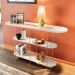 Aparador Buffet Infinity com Pés em Aço e Detalhe em Vidro Off White
