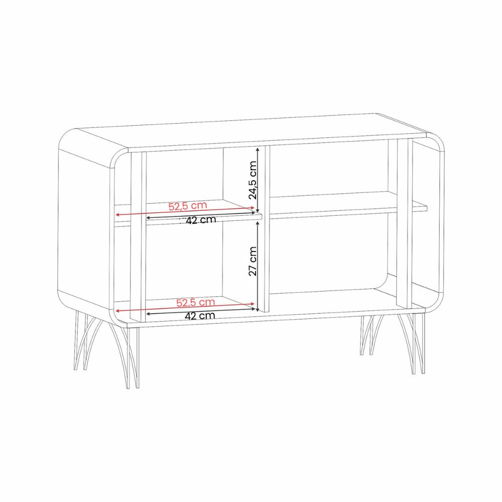 Aparador Buffet Sala Benvenuto Com 2 Portas e Pés em Aço Off White/Champanhe