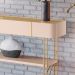 Aparador Decorativo Vivant MDP/MDF Pés de Aço Off White/Champagne G26 - HB Móveis