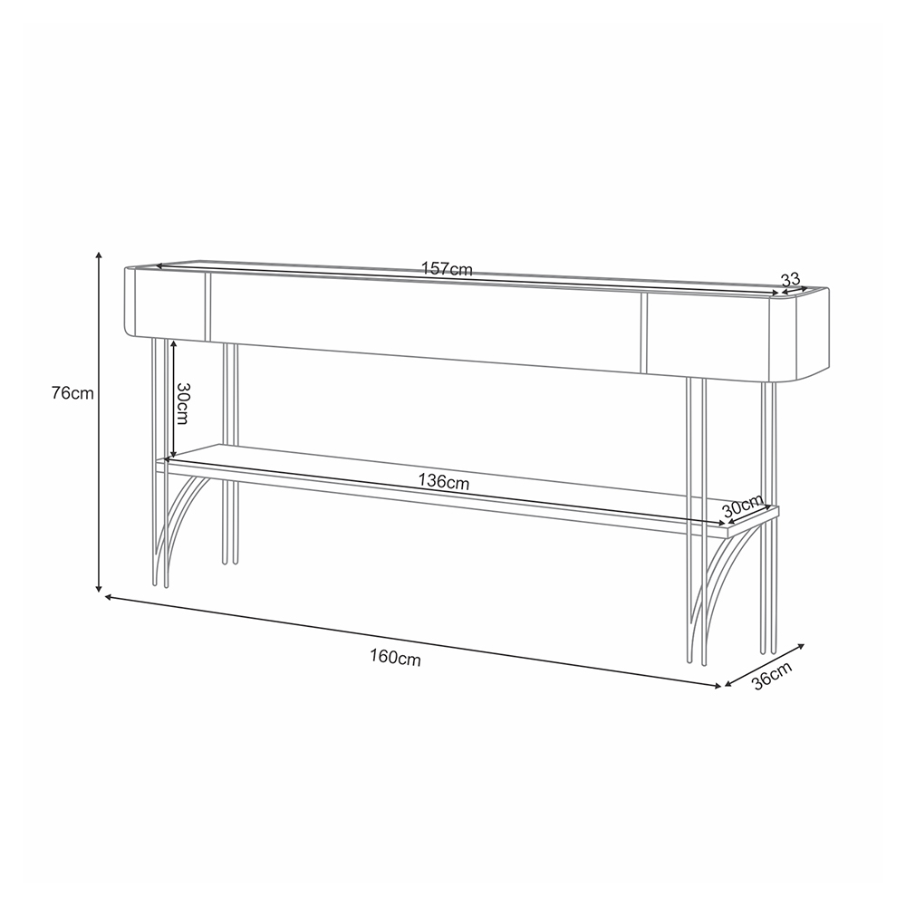 Aparador Decorativo Vivant Pés de Aço MDP/MDF Off White/Castanho G26 - HB Móveis