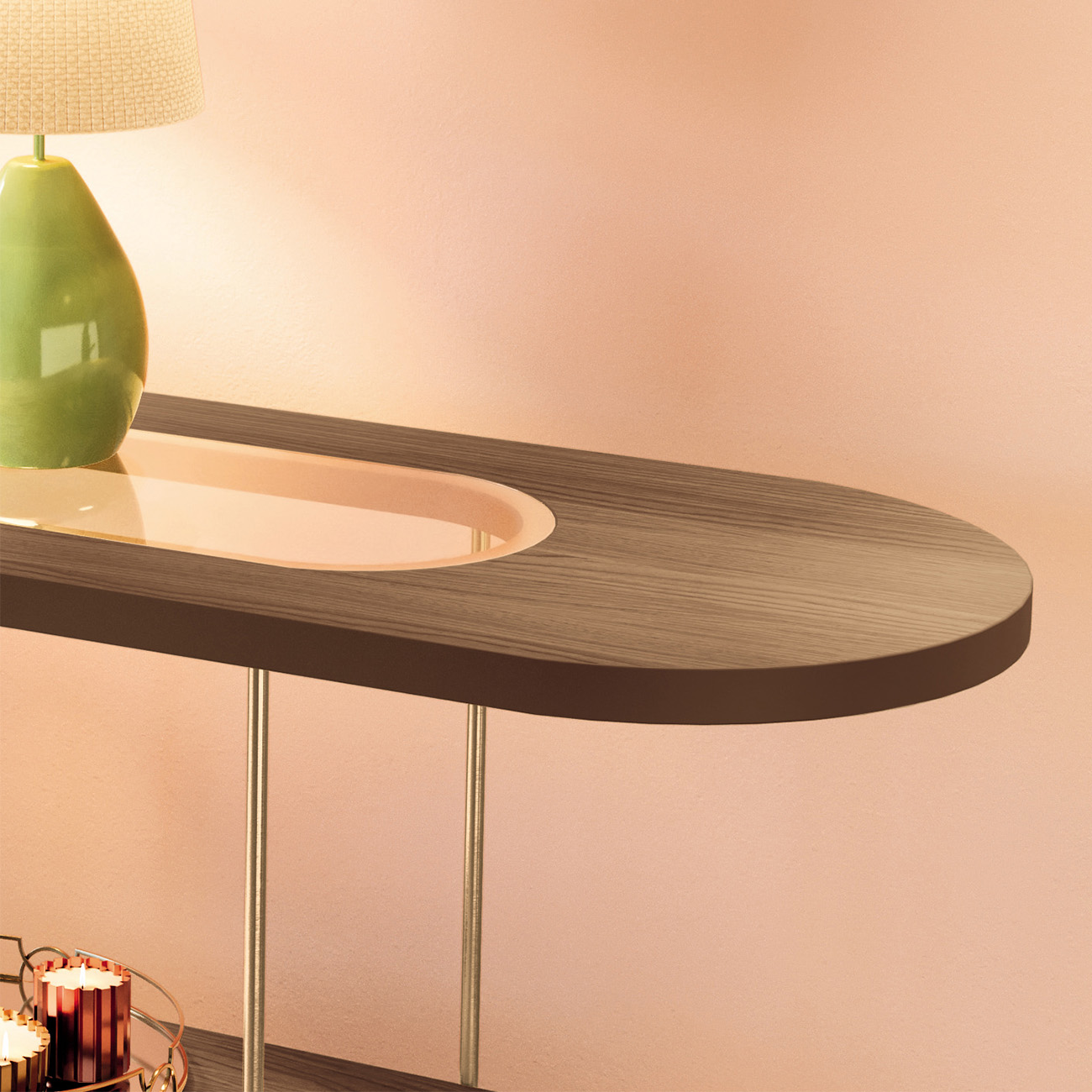 Aparador de Sala com Prateleiras Pé Metal Infinity Castanho - HB Móveis
