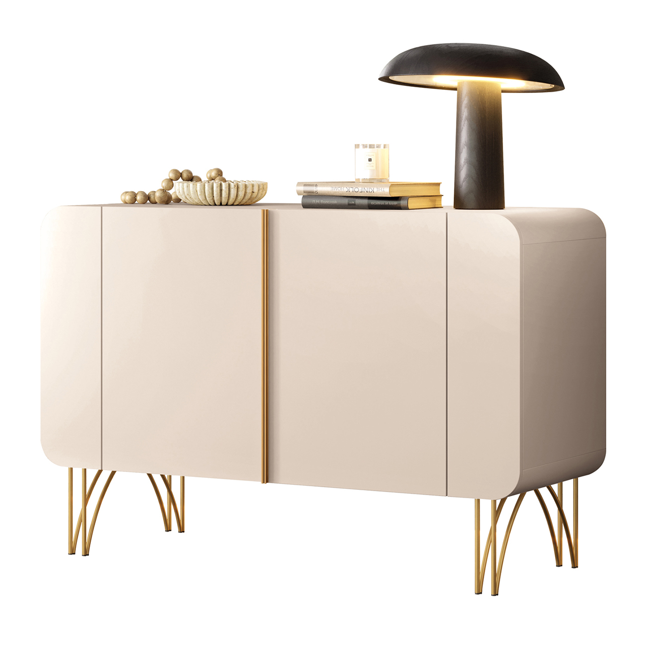Balcão Aparador Buffet Pé Metal Benvenuto Off White - HB Móveis