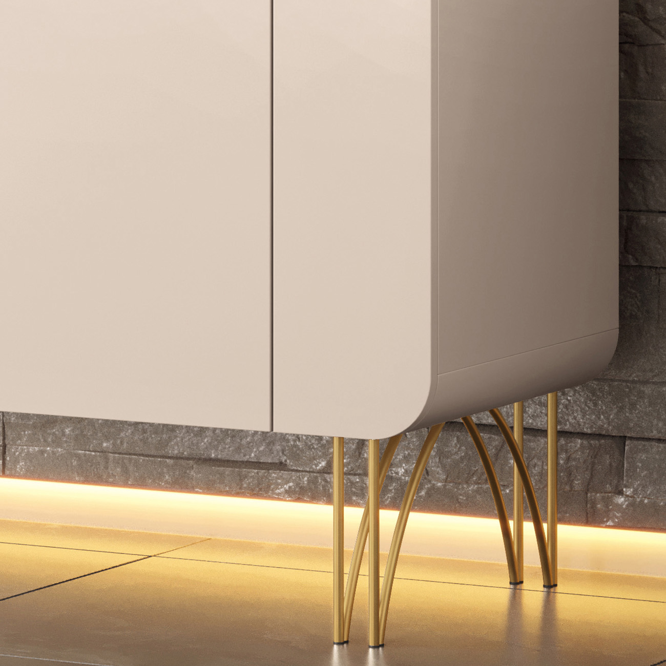Balcão Aparador Buffet Pé Metal Benvenuto Off White - HB Móveis