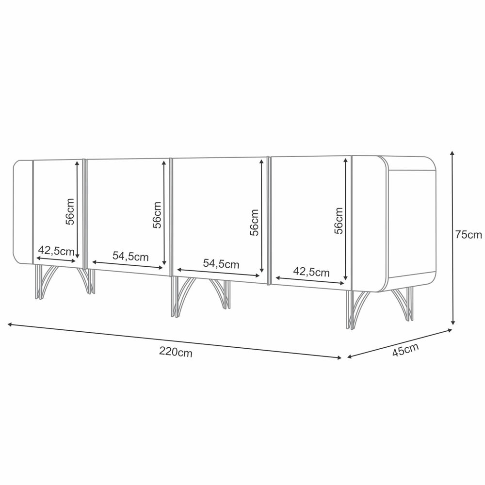 Balcão Aparador Buffet Saluti Off White - HB Móveis