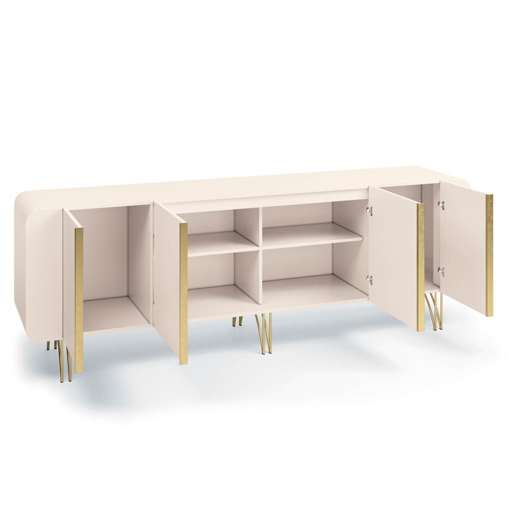 Balcão Buffet Piacente Com Cristaleira Alvora H01 Off White - Mpozenato