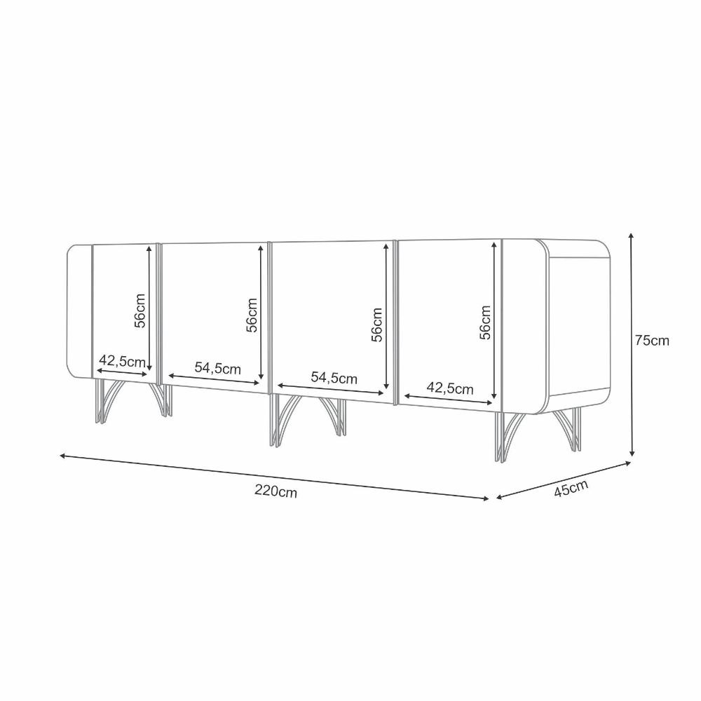 Balcão Buffet Saluti 4 Portas Off White - HB Móveis