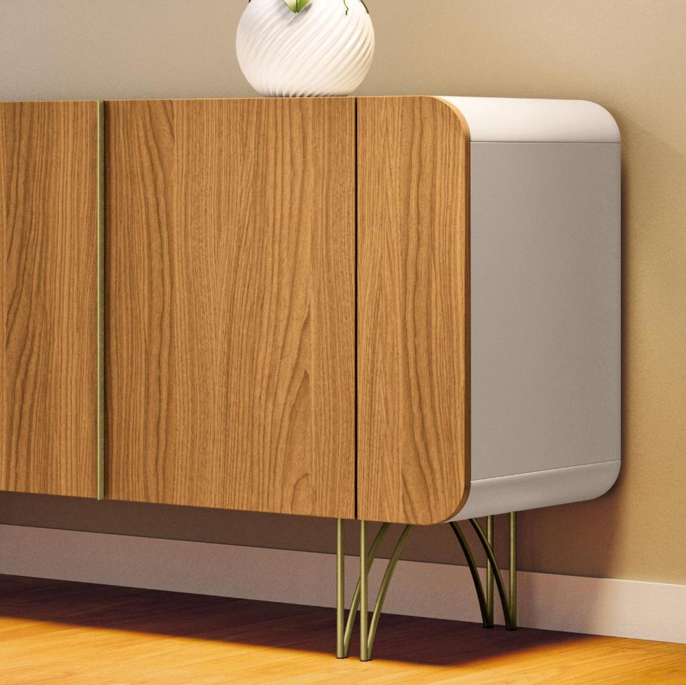 Balcão Buffet Saluti 4 Portas Off White/Cinamomo - HB Móveis