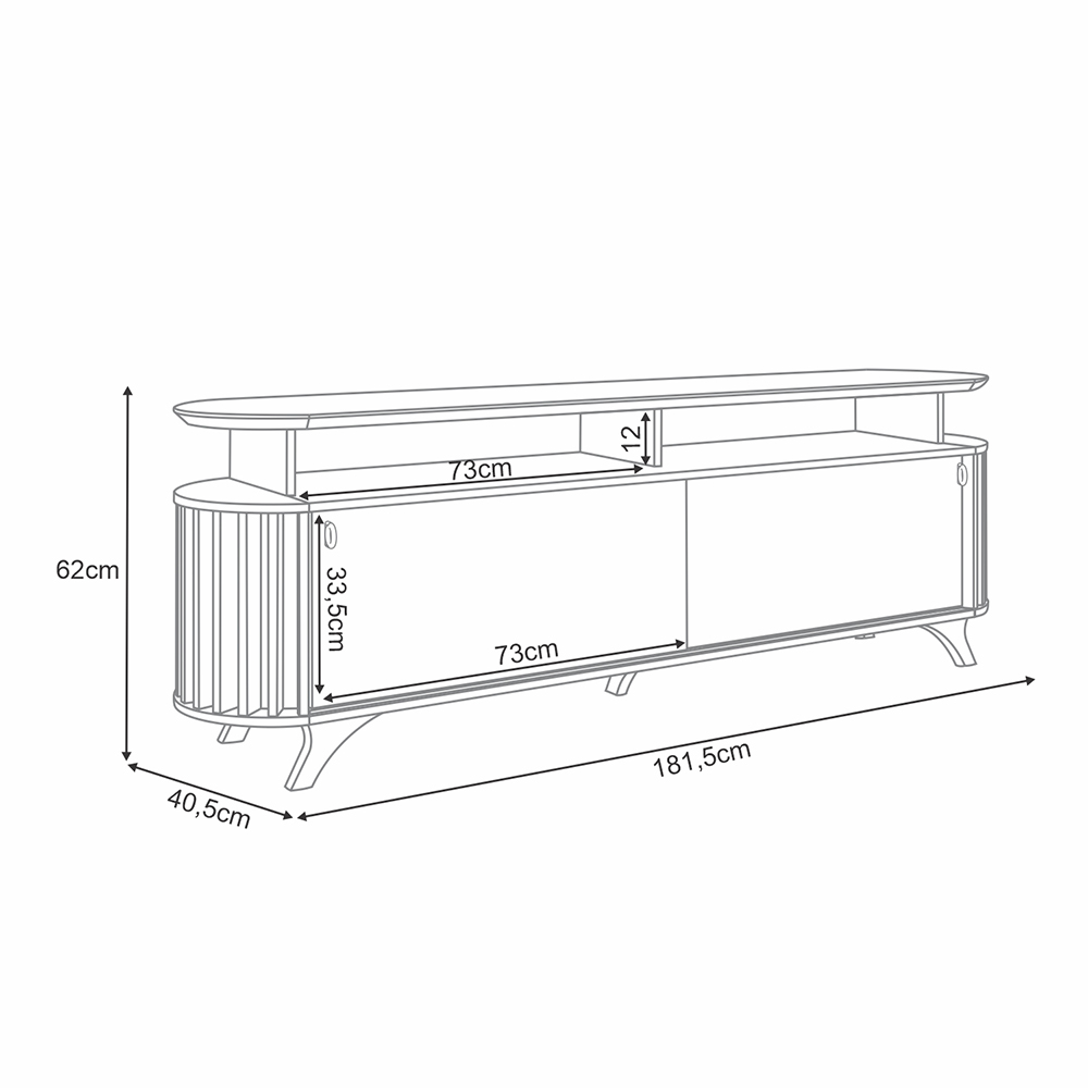 Bancada Decorativa Alba 1.8 Ripada para TV até 70 Polegadas Castanho/Off White G26 - Hb Móveis