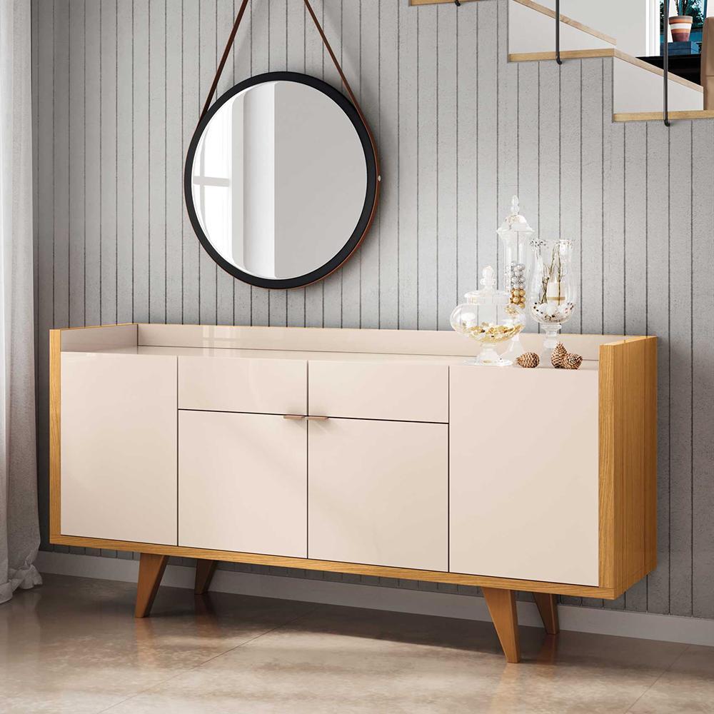 Buffet Aparador Melodia com 2 Portas e 2 Gavetas Cinamomo/Off White - HB Móveis
