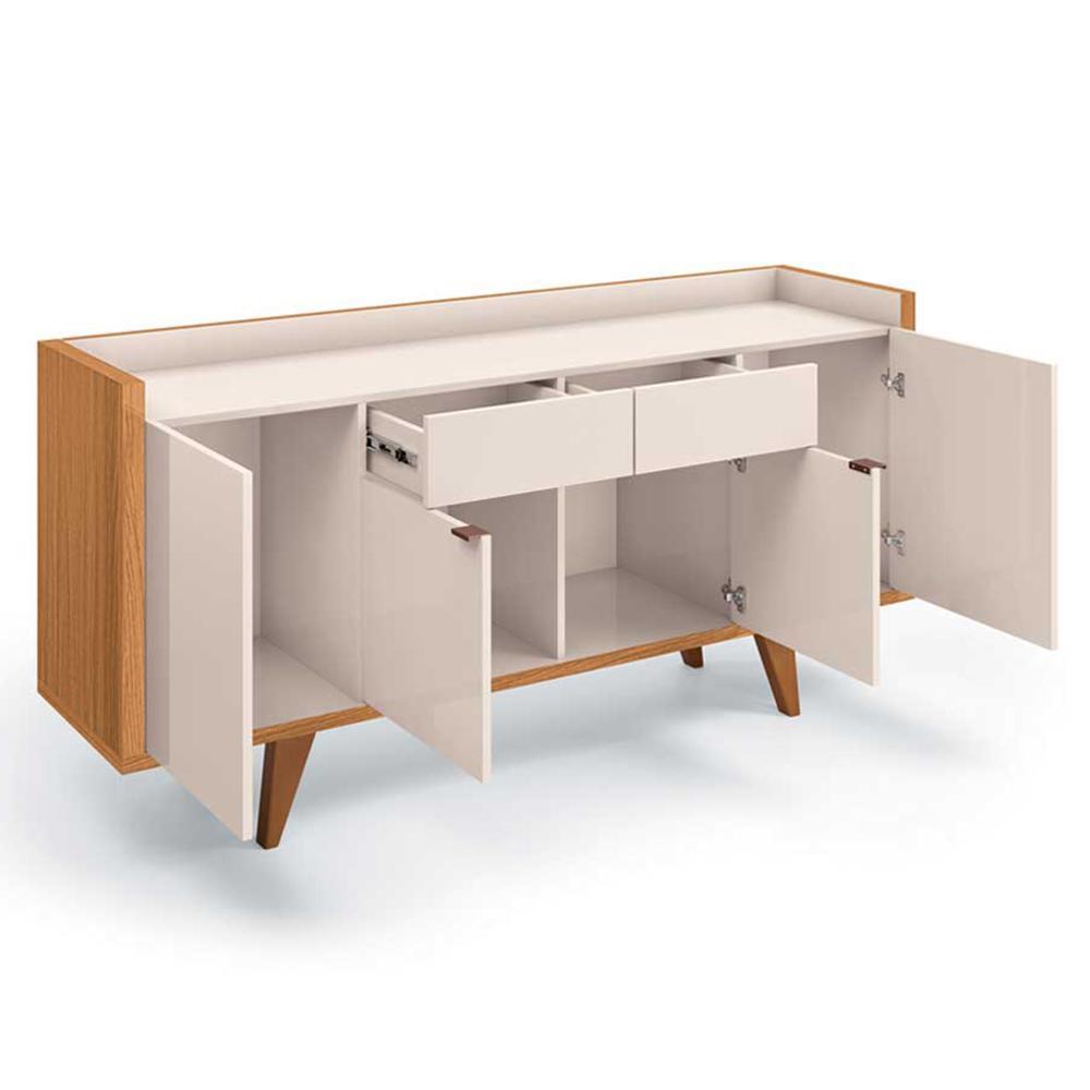 Buffet Aparador Melodia com 2 Portas e 2 Gavetas Cinamomo/Off White - HB Móveis