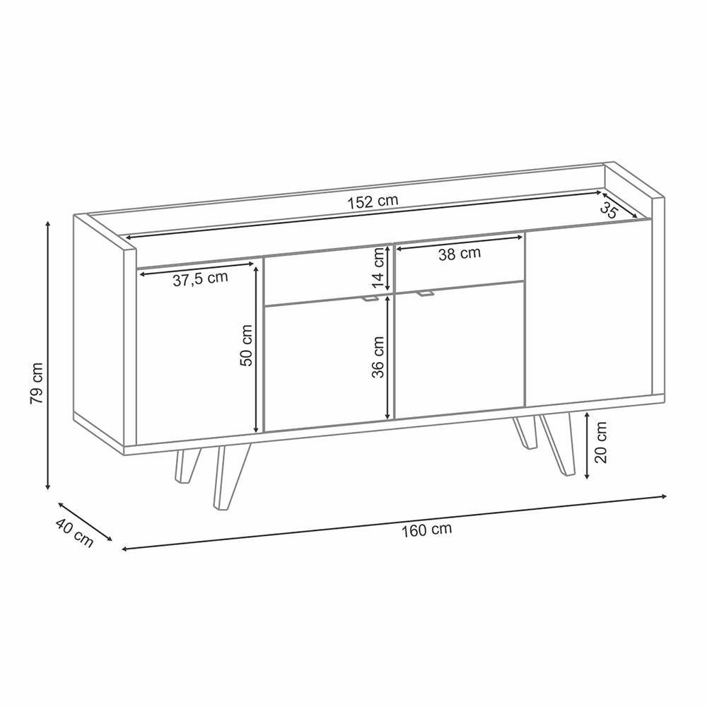 Buffet Aparador Melodia com 2 Portas e 2 Gavetas Cinamomo/Off White - HB Móveis