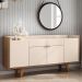 Buffet Aparador Melodia com 2 Portas e 2 Gavetas Off White/Castanho - HB Móveis