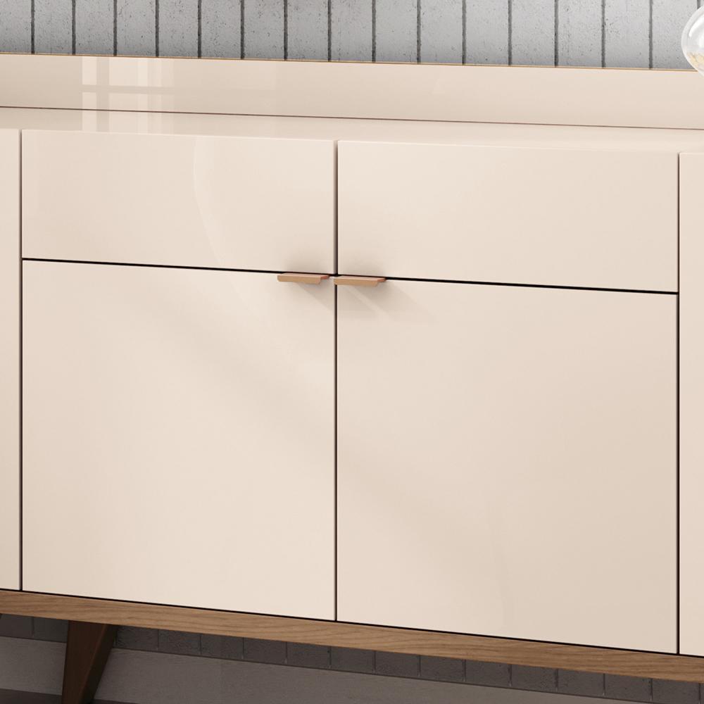 Buffet Aparador Melodia com 2 Portas e 2 Gavetas Off White/Castanho - HB Móveis
