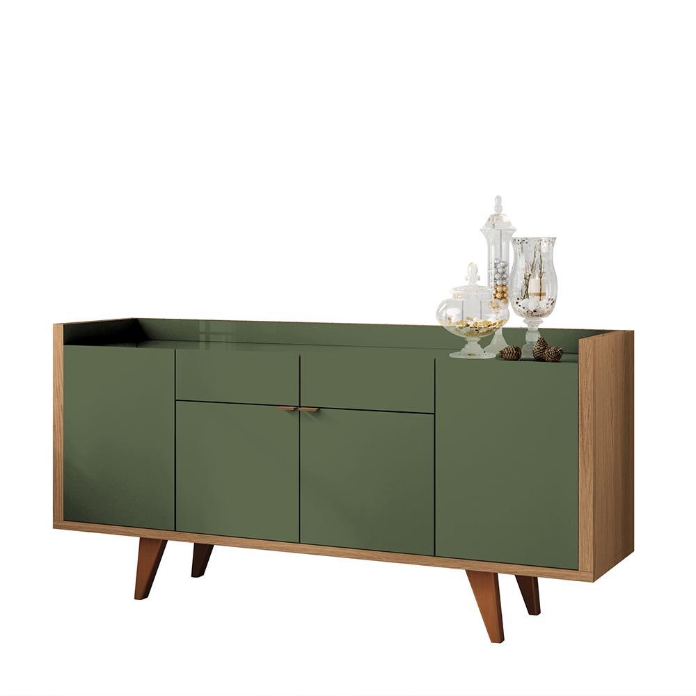 Buffet Aparador Melodia com 2 Portas e 2 Gavetas Verde Pistache/Freijó - HB Móveis