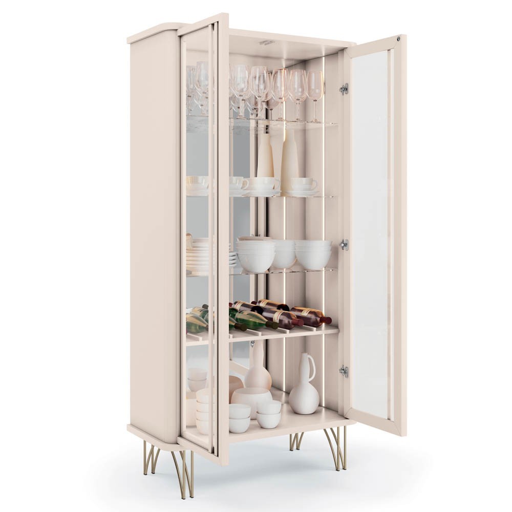 Buffet Aparador Saluti com Cristaleira Évora Off White - HB Móveis