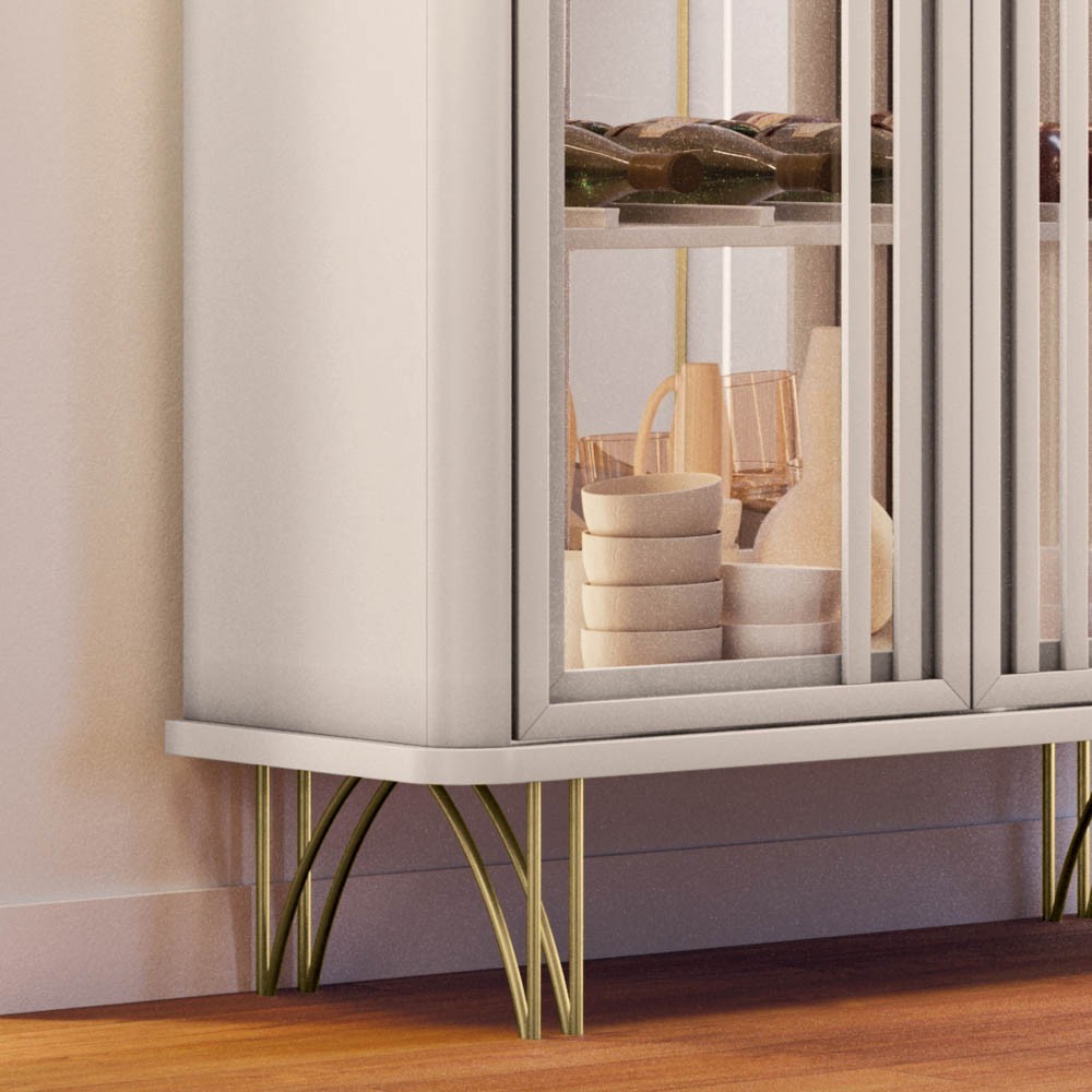 Buffet Aparador Saluti com Cristaleira Évora Off White - HB Móveis