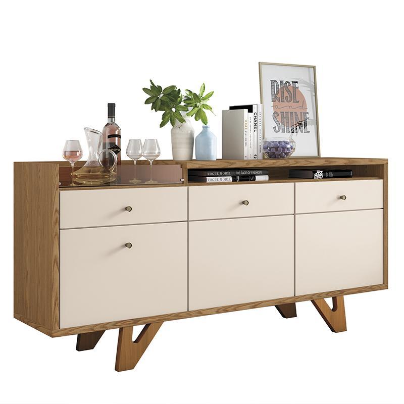 Buffet Aparador Sollare com 2 Portas e 2 Gavetas Carvalho Intense/Off White - HB Móveis