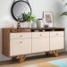 Buffet Aparador Sollare com 2 Portas e 2 Gavetas Castanho/Off White - HB Móveis