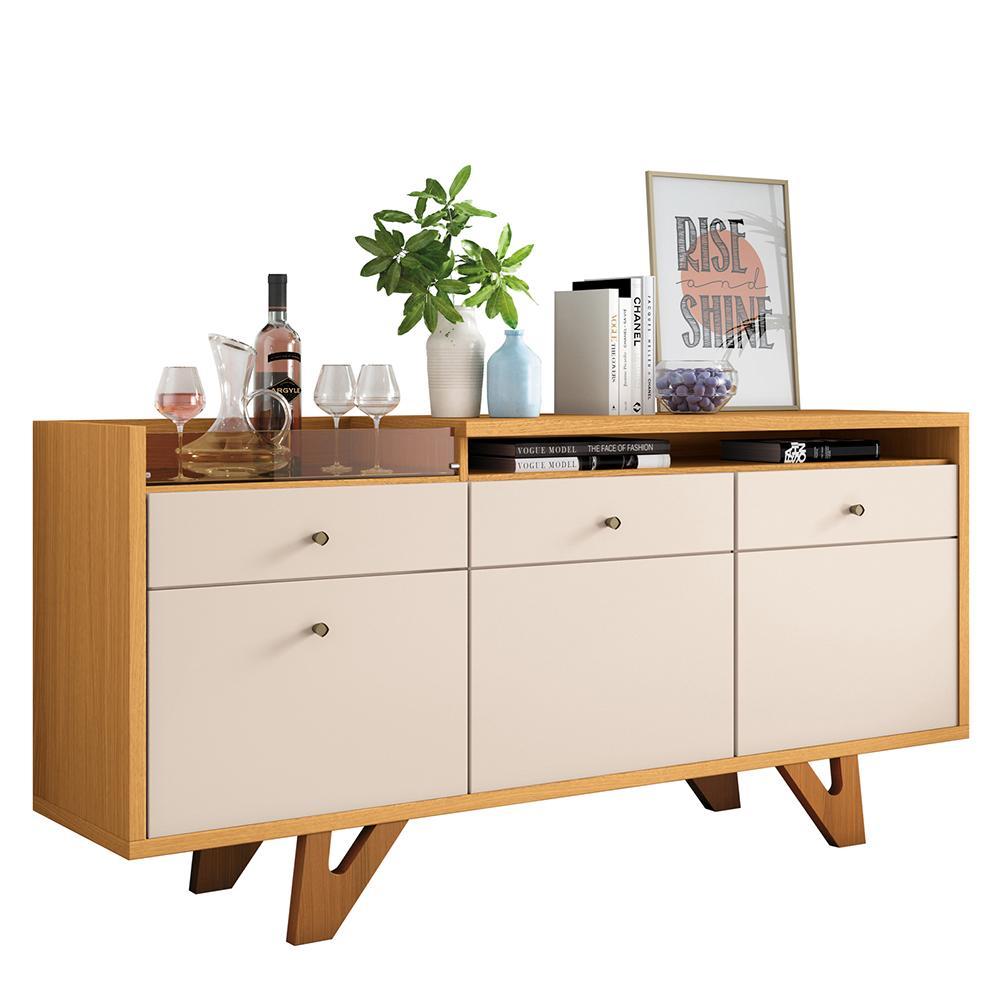 Buffet Aparador Sollare com 2 Portas e 2 Gavetas Cinamomo/Off White - HB Móveis 