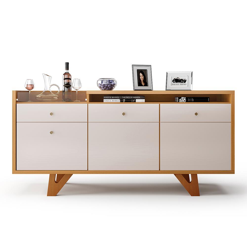 Buffet Aparador Sollare com 2 Portas e 2 Gavetas Cinamomo/Off White - HB Móveis 