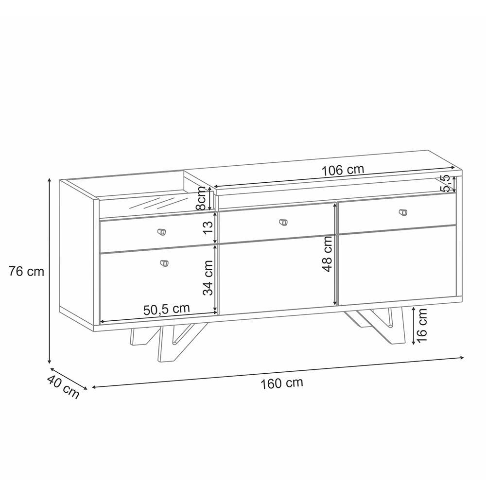Buffet Aparador Sollare com 2 Portas e 2 Gavetas Cinamomo/Off White - HB Móveis 