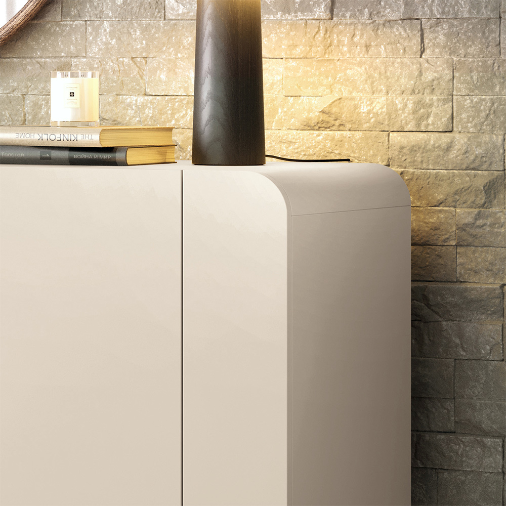 Buffet Benvenuto MDP/MDF Sala de Estar Decorativo com Pés em Aço Off White G26 - Hb Móveis