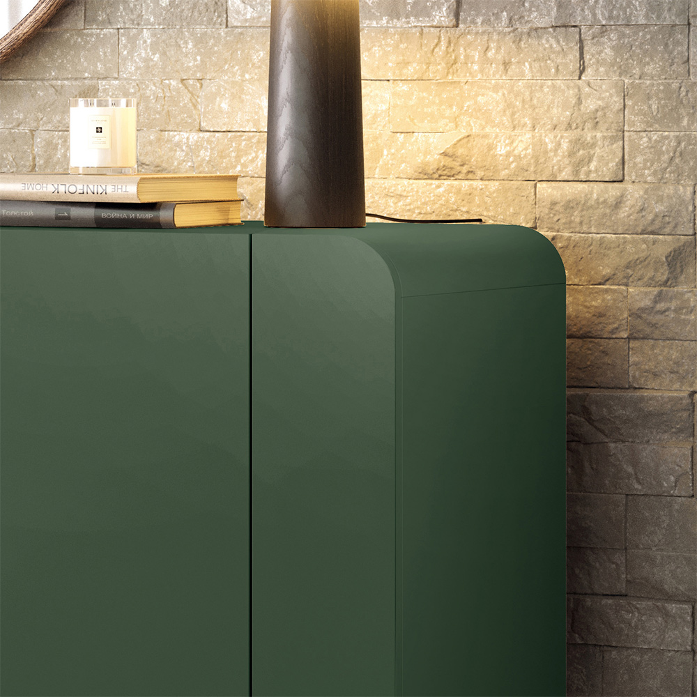 Buffet Benvenuto MDP/MDF Sala de Estar Decorativo com Pés em Aço Verde Pistache G26 - Hb Móveis