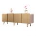 Buffet Decorativo Puxadores em Alumínio Pés em Aço Saluti Off White/Champagne G26 - HB Móveis