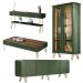 Conjunto 1 Cristaleira 1 Buffet 1 Aparador e 1 Mesa de Centro Évora/Saluti/Cadenza/Vivant Verde/Castanho G26 - HB Móveis